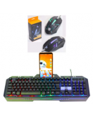 مجموعة ألعاب XO (لوحة مفاتيح ألعاب معدنية RGB X-20 + ماوس ألعاب LED ضوء GMW)
