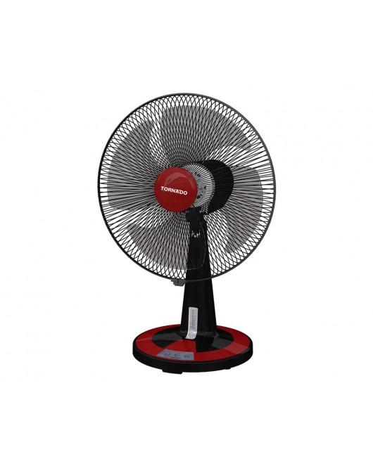 TORNADO Desk Fan 16 Inch With 4 Plastic Blades and 3 Speeds In Black x Red Color TDF16D