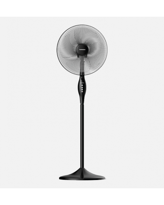 TORNADO Stand Fan 16 Inch With 4 Plastic Blades and 3 Speeds In Black Color TSF-16W