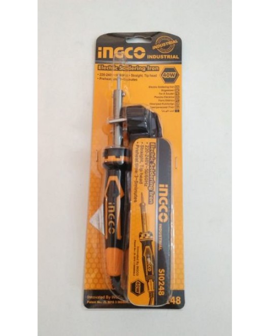 InGCO soldering iron, 40 watt, straight thread with holder