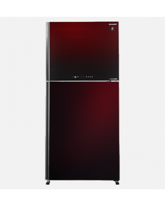 SHARP Refrigerator Inverter Digital No Frost 480 Liter , 2 Glass Doors In Red Color SJ-GV63G-RD