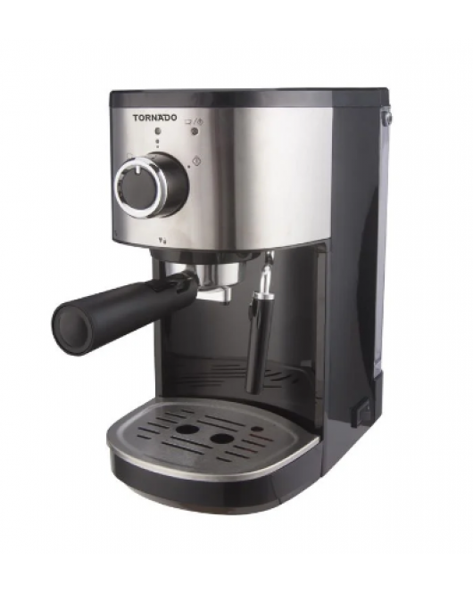 TORNADO Manual Espresso - Capsules, Powder Coffee Machine 15 Bar 1.2 Liter, 1250-1450 Watt in Black x Stainless Color TCM-14512ES